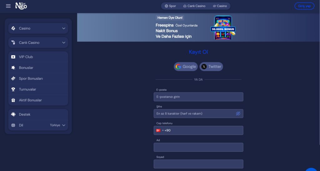 slotneo üyelik açma ve kapatma